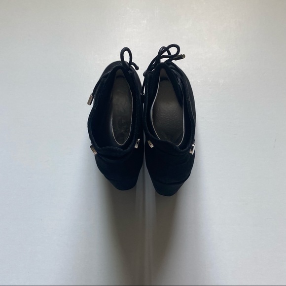 Chase + Chloe Rosa Black Suede Wedge Boots Size 7 - Picture 7 of 11